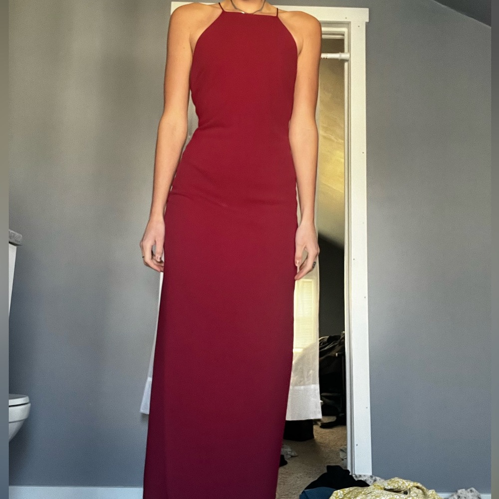 Maroon floor length gown